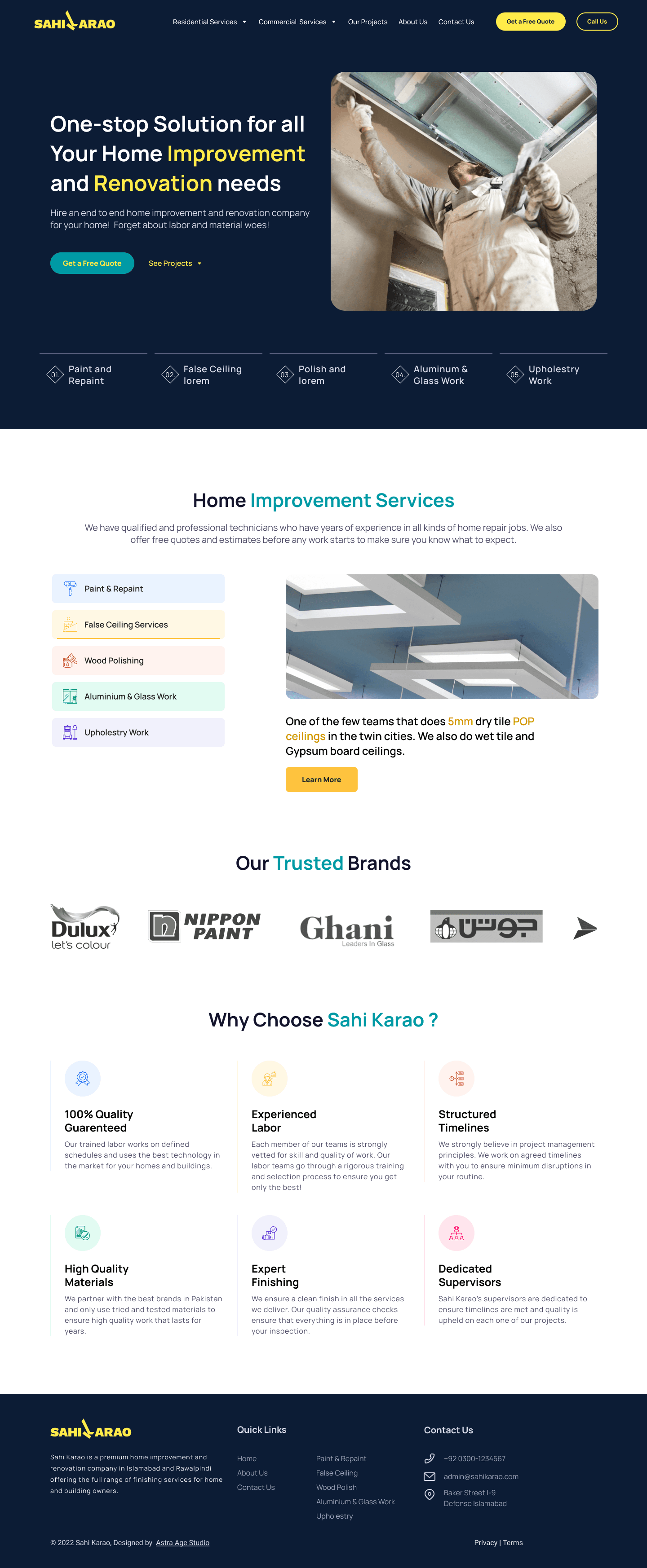Website design for Sahi Karao, a home-renovation company in Islamabad.